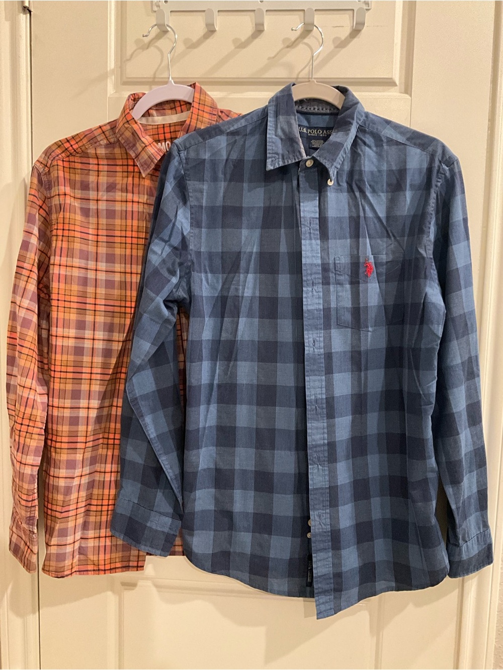 U.S. Polo Assn. Plaid Button-Down Shirt in Orange and Brown